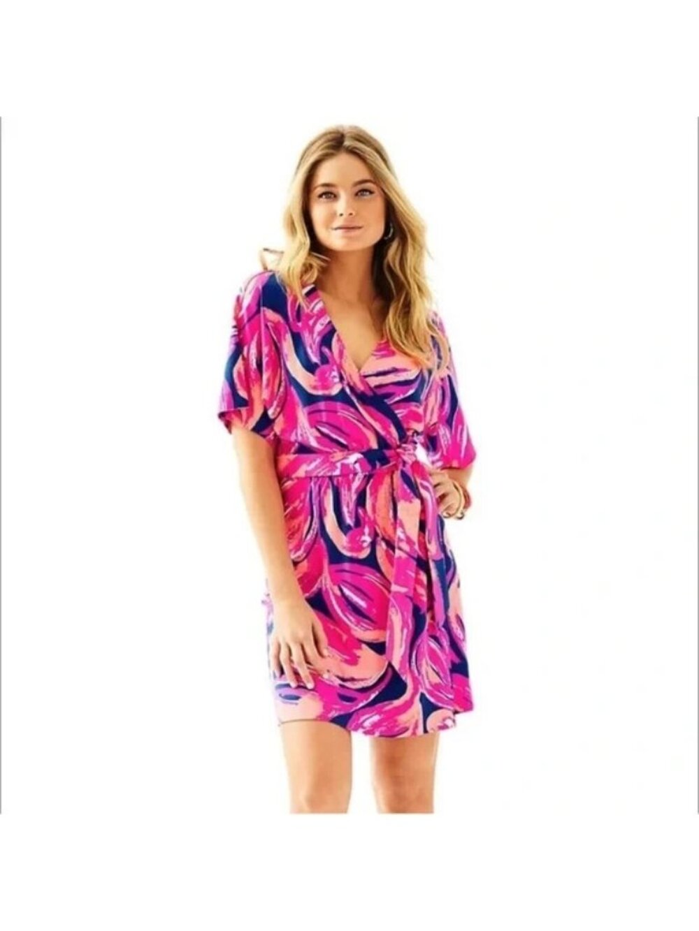 Lilly Pulitzer XS Amoritta Wrap Dress in Bomber Blue Plume